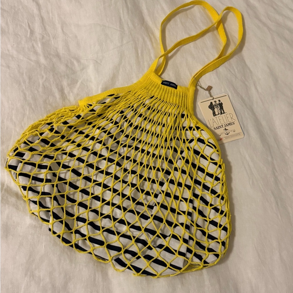 Saint James Yellow Tote Bag with Mesh Net Design BNWT